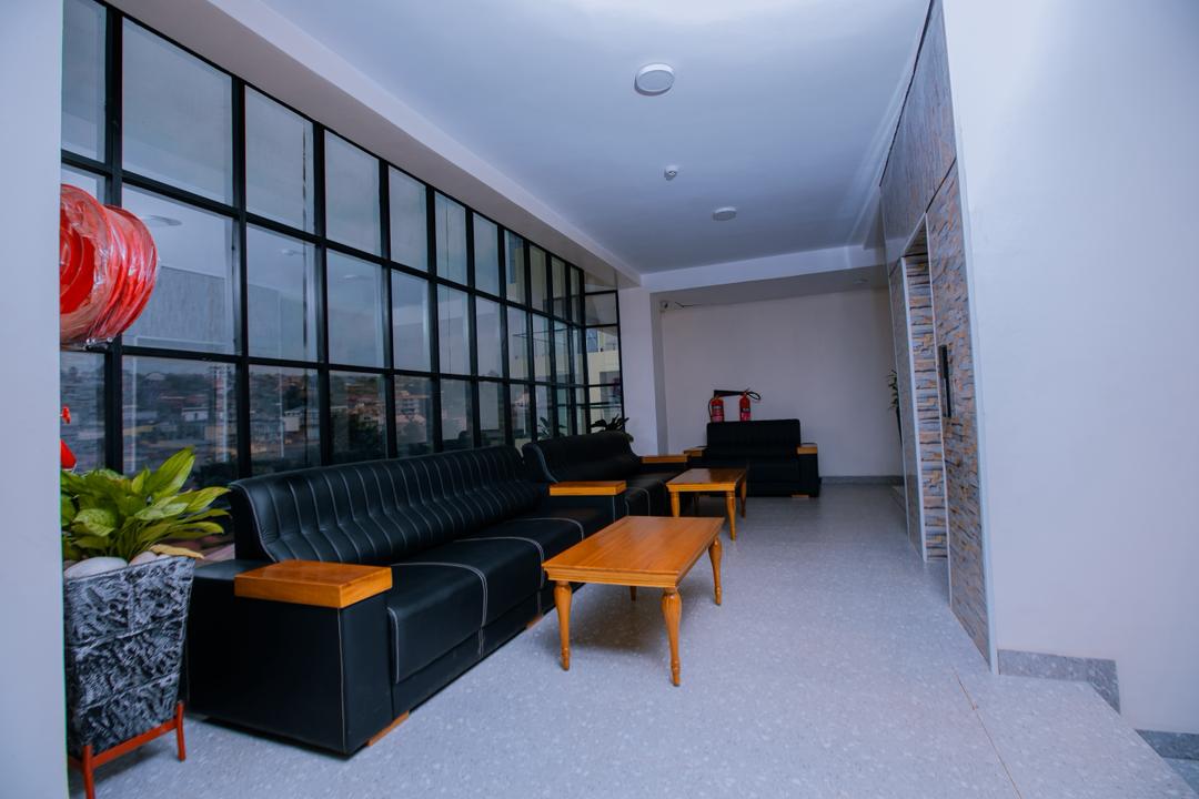 Side view of the salon seating area